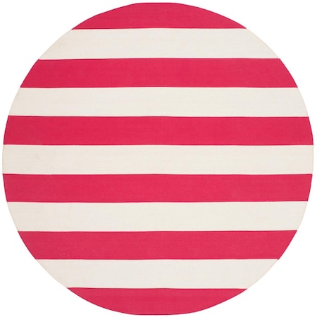 Safavieh 4 x 4 ft. Montauk Flat Weave & Hand Loomed Round Area Rug; Red & Ivory MTK712B-4R